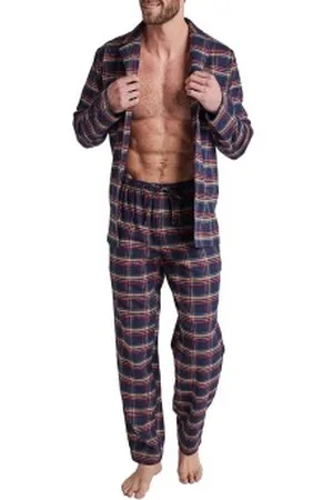 Jockey Cotton Flannel Pyjama Blauw/Oranje katoen Large Heren