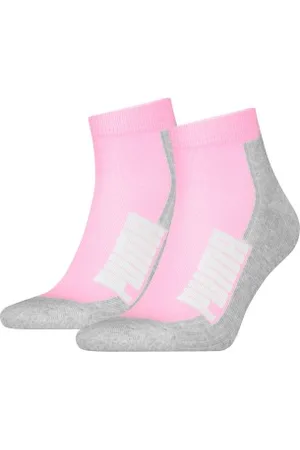 PUMA Sokken 2P BWT Cushioned Quarter Sock Roze/Grijs Maat 35/38