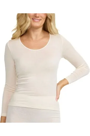 Damella Wool And Silk Long Sleeve Top Vanille wol 38 Dames
