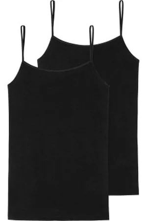 Schiesser 2P 95-5 Organic Cotton Spaghetti Top Zwart ecologisch katoen 36 Dames