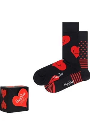 Happy Socks Sokken 2P I Love You Hearts Gift Box Zwart patroon katoen Maat 41/46