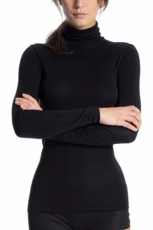 Calida True Confidence Polo Shirt Long Sleeve Zwart Large Dames