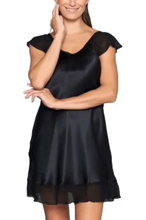 Lady Avenue Pure Silk Baby Doll Nightdress Zwart zijde X-Small Dames