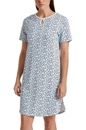 Calida Sweet Dreams Nightdress L.blauw patr. katoen Large Dames