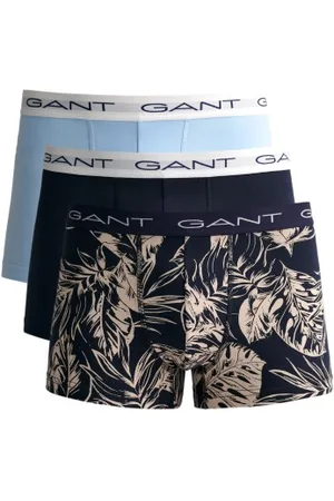 GANT Herenslips 3P Tropical Leaves Printed Trunks Marine katoen Large Heren
