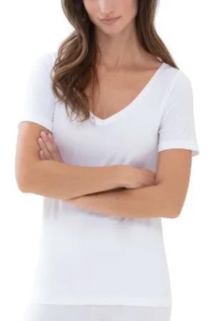 Mey Superfine Organic V-Neck T-Shirt Wit katoen 36 Dames