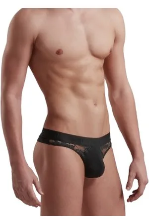 DOREANSE Herenslips Men Sexy Lace Thong Zwart Large Heren