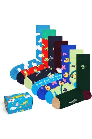 Happy Socks Sokken 7P 7-Day Gift Box Blauw/Rood katoen Maat 36/40