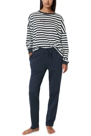 Marc O’ Polo Marc O Polo Women Pyjama Set Wit/Marine katoen Large Dames