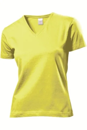 Stedman Classic V-Neck Women T-shirt Geel katoen Small Dames
