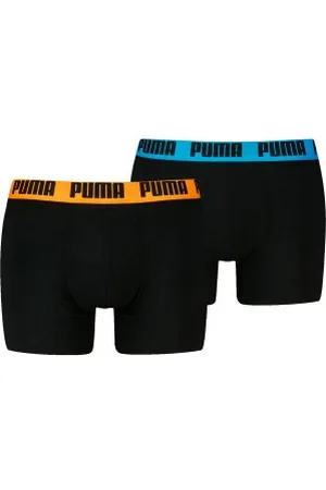 PUMA Herenslips 2P Men Everyday Basic Boxer Zwart/Oranje katoen Small Heren