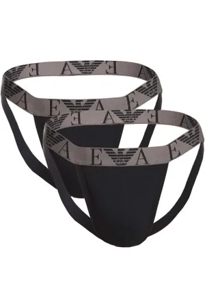 Emporio Armani Armani Cotton Knit Jockstrap Herenslips 4P Zwart katoen Large Heren