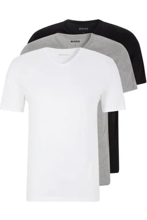 HUGO BOSS 3P V-Neck Classic T-shirt Wit/Grijs katoen Medium Heren