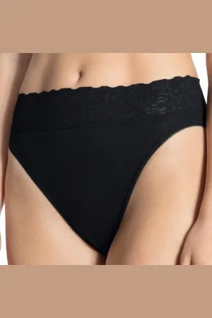 Calida 2P Lycraspitze Panty Zwart katoen Large Dames