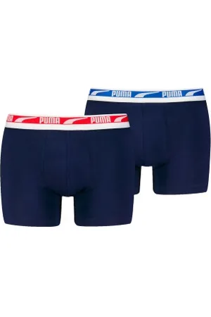 PUMA Herenslips 2P Men Multi Logo Boxer Marine katoen Small Heren