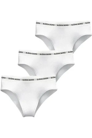 Björn Borg 3P Logo High Waist Brief Wit katoen Large Dames