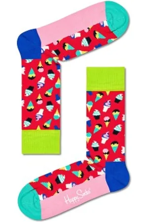 Happy Socks Sokken 3P Ice Cream Sock Rood/Roze katoen Maat 36/40