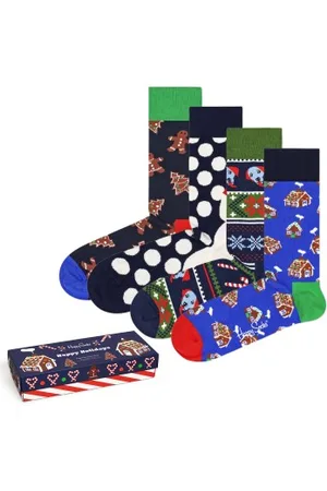 Happy Socks Sokken 4P Gingerbread Cookies Gift Box Versch. kleure katoen Maat 36/40