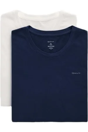 GANT 2P Basic Crew Neck T-Shirt Wit/Marine katoen Small Heren