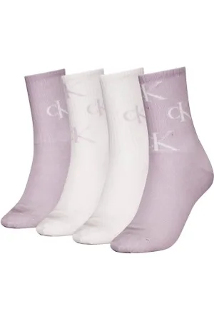 Calvin Klein Calvin Klein Sokken 4P Women Aop Socks Gift Box Wit/Lila One Size Dames