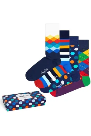 Happy Socks Sokken 4P Mix Socks Gift Box Versch. kleure katoen Maat 36/40