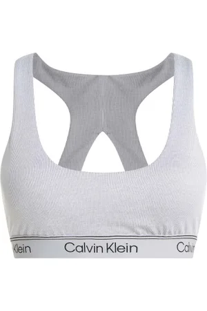 Calvin Klein Sport Ribbed Medium Impact Sport Bra Grijs polyester Medium Dames