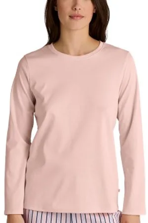 Calida Favourites Sleep Cotton Shirt Long-Sleeve Roze gestreept katoen Large Dames