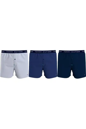 Tommy Hilfiger Herenslips 3P Recycled Cotton Woven Boxer Shorts Blauw/Grijs katoen Medium Heren