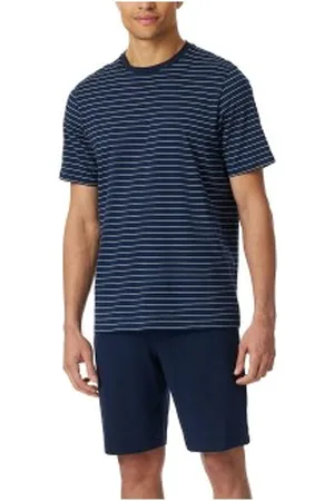 Schiesser Casual Essentials Short Sleeve Pyjama Donkerblauw katoen Small Heren