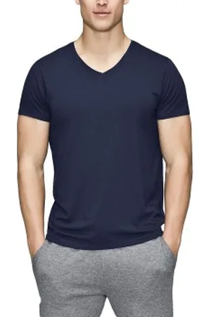 JBS of Denmark Bamboo Blend V-neck T-shirt Marine Small Heren