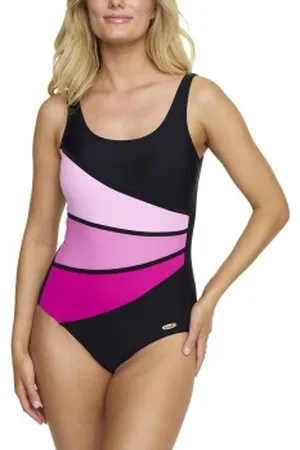 Damella Laura Chlorine Resistant Swimsuit Zwart/Roze 36 Dames