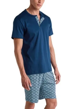Calida Relax Streamline 4 Short Pyjamas Blauw patroon katoen Large Heren