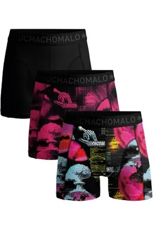 Muchachomalo Herenslips 3P Cotton Stretch Binary Boxer Zwart patroon katoen Small Heren