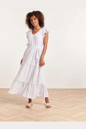 Smashed Lemon 24358 dames te maxi jurk met korte ruffle mouwen |