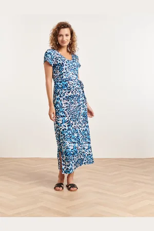 Smashed Lemon 24363 dames maxi te jurk met dieren print | white-light