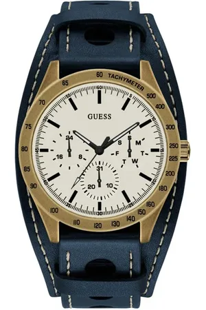 Guess Leren horloge voor heren van goud 44mm