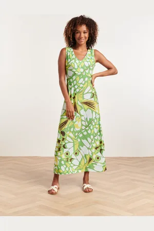 Smashed Lemon 24368 dames maxi jurk met allover vlinder print |