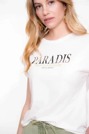 Geisha 52117-41 010 t-shirt paradis off-white/black/gold