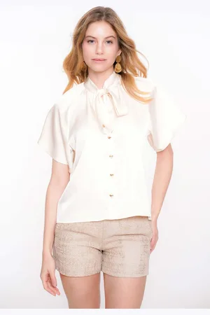 Geisha 53072-14 010 blouse satin h bow off-white