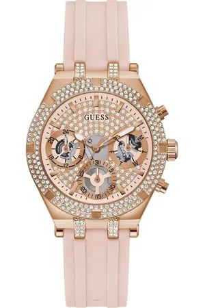 Guess Multicolor silicone watch voor dames in goud
