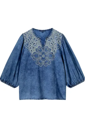 Summum Woman Shortsleeve top cotton indigo sateen 2s3217-11631