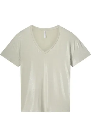 Summum Woman V-neck top metallic coated jersey 3s4887-30545