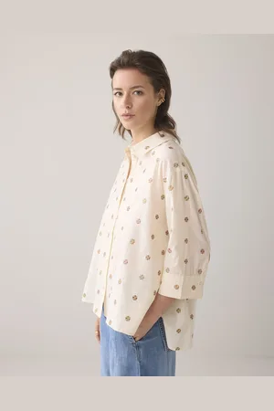 Summum Woman 2s3054-11624 122 3/4 sleeve blouse scattered emboideryy ivory