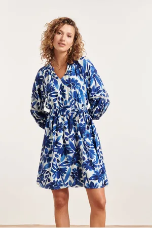 Smashed Lemon 24377 dames jurk met bloemenprintcrochet detail |