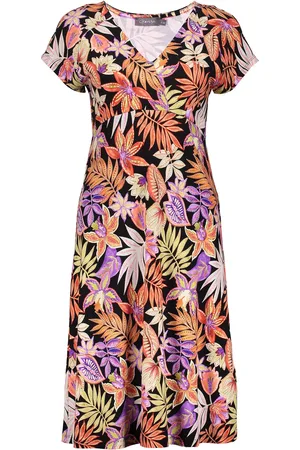 Geisha 57136-60 june 220 dress short sleeves aop pr.01-25-1 coral/purple