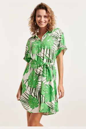 Smashed Lemon 24331 kort blad patroon overhemd jurk |
