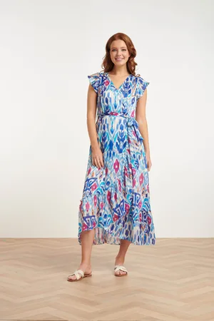 Smashed Lemon 24407 chiffon zomerjurk met azteekse printruches |
