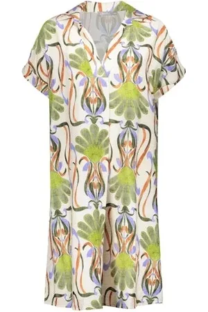 Geisha 57399-70 010 dress aop off-white/green/burned orange/