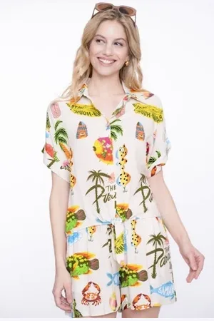 Geisha 53371-70 721 blouse aop light sand/blue/green