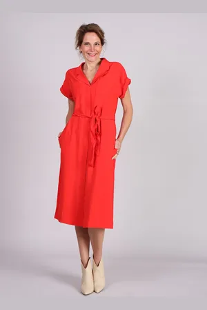Moss Copenhagen Imila selia ss jurk midi strikceintuur